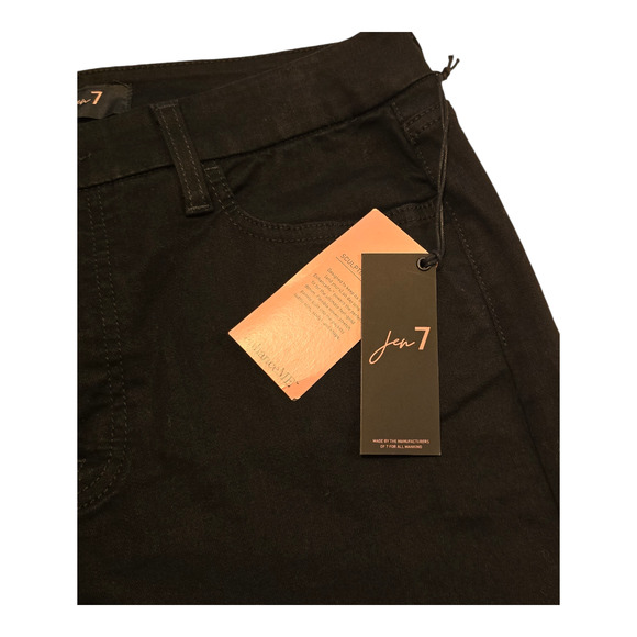 Jen 7 by 7 For All Mankind Jeans Size 10 Black Petite Slim Straight Raw Hem Goth - Picture 8 of 16